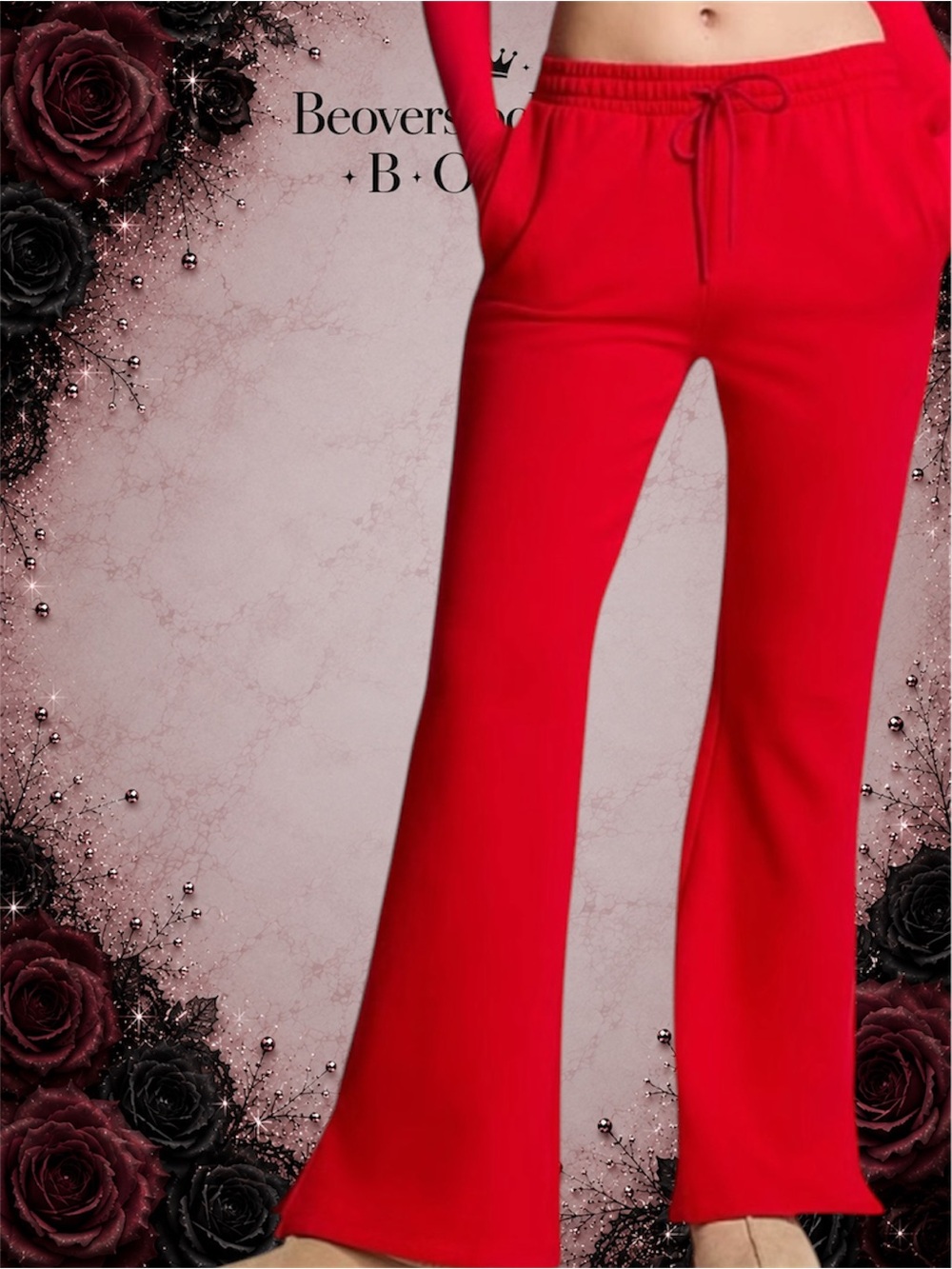 NWT Victoria’s Secret PINK Ivy Fleece Split-Hem Flare Sweatpants – Bright Vermil